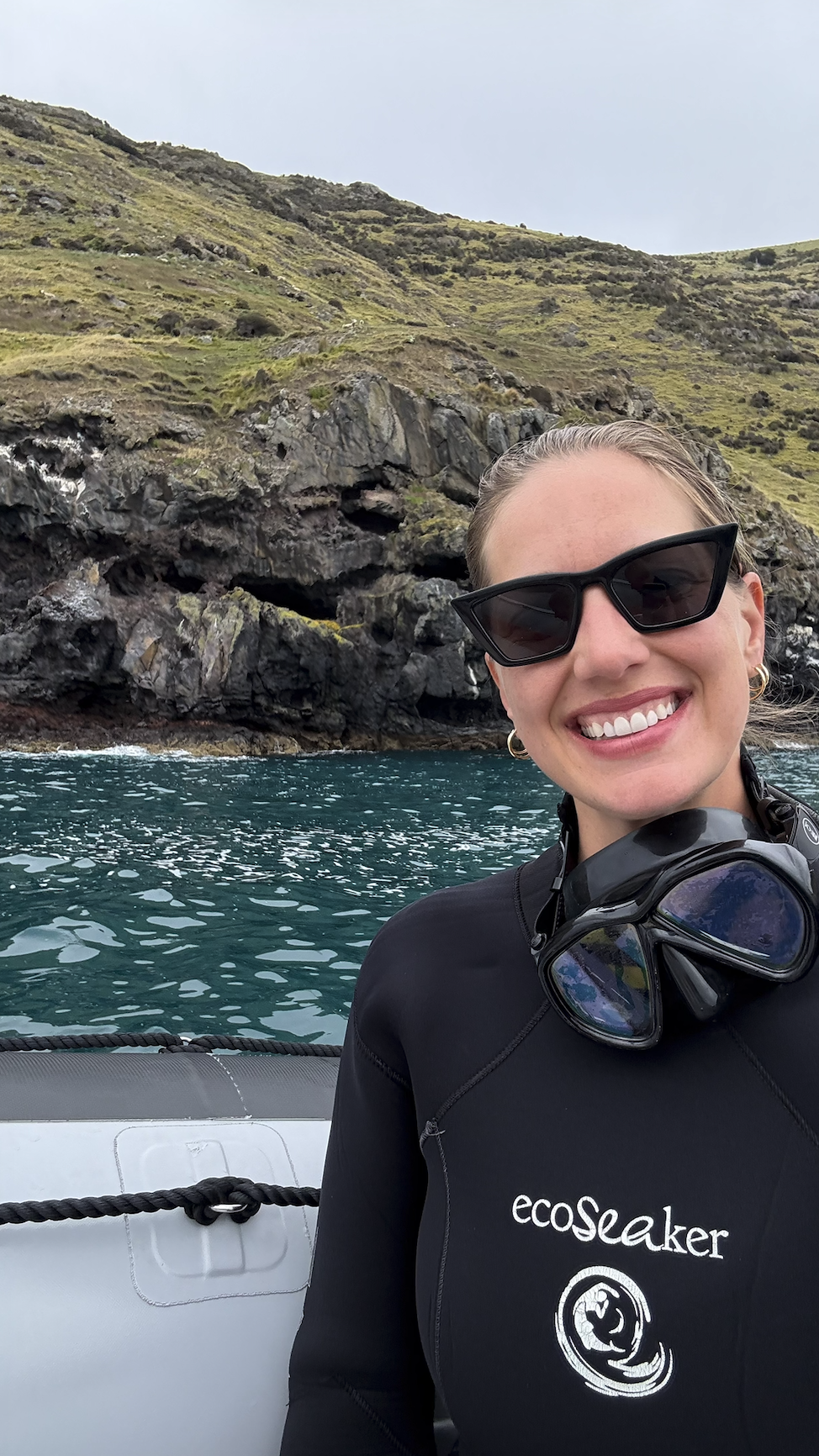 new zealand wildlife woman with seals akaroa