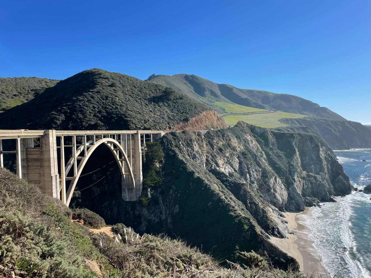 bixby bridge in big sur california on a sunny day above the ocean